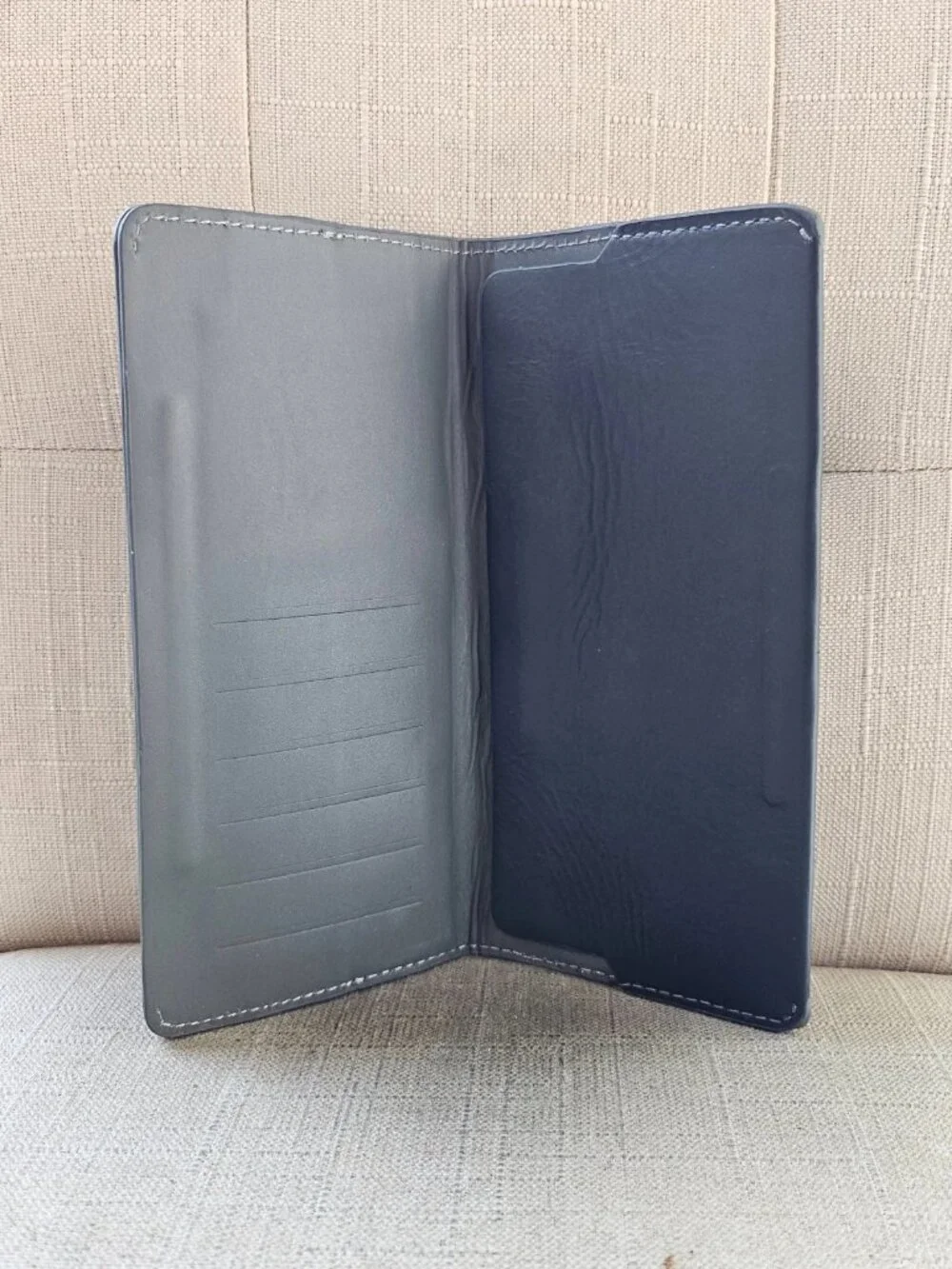 Waldor Long Wallet Slim Genuine Leather Magnet Dark Blue Card Holder Bifold
